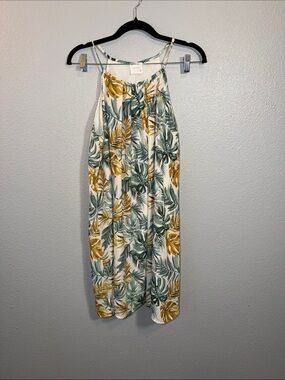 Siren Lily Cream Dress with Green Leaf Accent